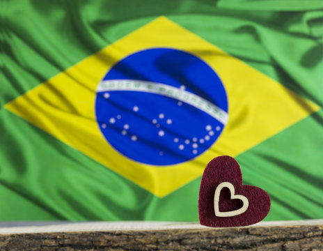 Flag of Brazil and Hearts