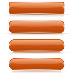 Orange glass buttons. Set of long rectangular web interface icons