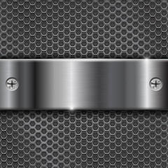 Metal perforated background with stainless steel plate