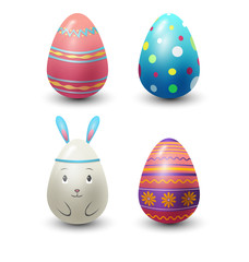 Easter eggs painted with spring pattern vector illustration.