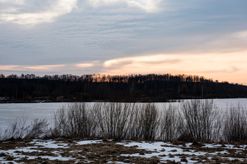 sunset over the river Daugava