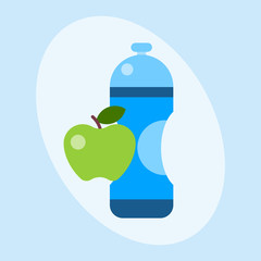 Water plastic sport bottle transparent mineral beverage blank refreshment natureclean liquid environment element vector illustration.