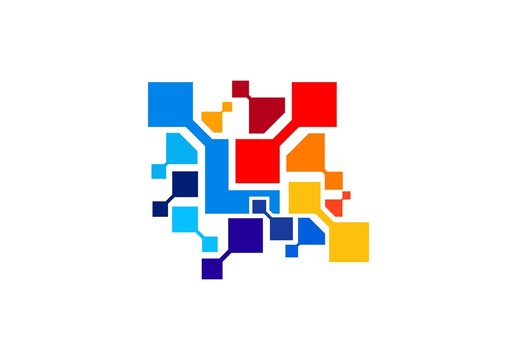 technology connection elements square logo icon, abstract square connecting data symbol sign, modern technologies business connections shape ideas concept vector design