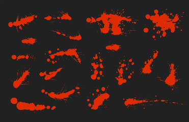 Fototapeta na wymiar Vector set of ink splashes blots splatter collection grunge design element and art messy backdrop color dirty liquid shape spatter graphic silhouette illustration