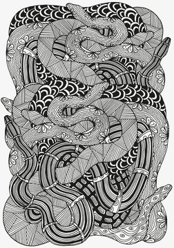 Artistically snakes.