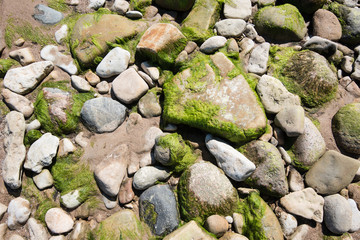 Close up of the stones on the beach