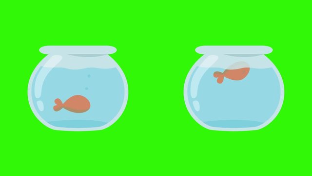Cartoon Fish Bowls with Dead Fish and Live Fish
