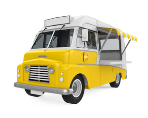 Yellow Food Truck Isolated