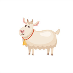 Cute goatling in flat style.