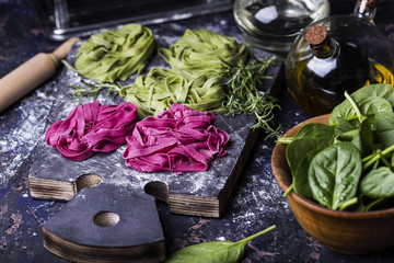 uncooked vegetables pasta
