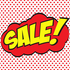 Sale banner design in comic book style. Pop art. Vector