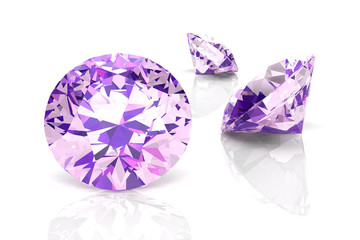 amethyst on white background. 3D rendering