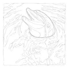 beautiful dolphins line art continuous line drawing