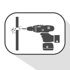 Illustration Drill icon on flat design