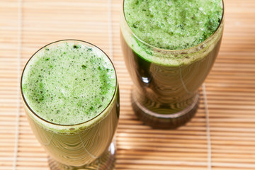 Young barley and chlorella spirulina. Detox superfood.