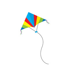 Icon striped kite in a flat style. Summer fun for kids and adults. Vector illustration.