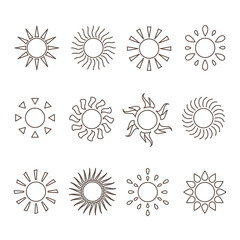 A set of  suns. Vector illustration.