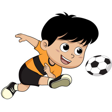Fototapeta Cartoon soccer kid.