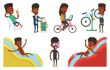 Vector set of traveling people.