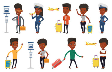Transportation vector set with people traveling.