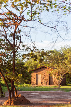 Poor mud house at sunset - Maranhao State, Brazil