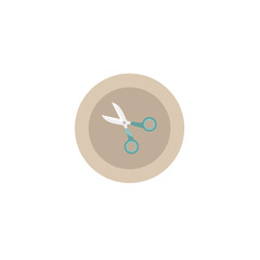 Illustration icon scissors in circle on flat design