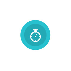 Illustration icon stopwatch blue in circle on flat design