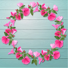 Pink floral wreath.