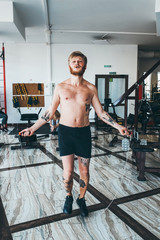 Boxer jumping with skipping rope
