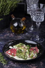 ravioli with spinach and beets