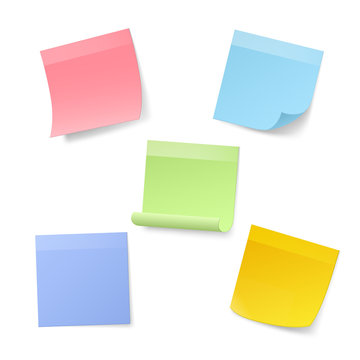 Blank Realistic Sticky Note Papers. Vector illustration