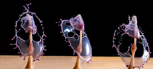 Images forming two drops of water when colliding after falling in water