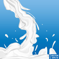 A splash of milk. Isolated on white background. Realistic. For your design