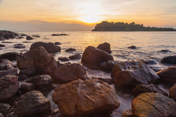 Tropical sea beach at Koh Chang island during sunset,Thailand.