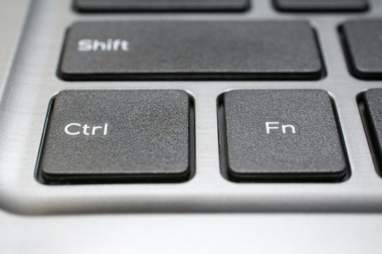 Modern laptop keyboard closeup