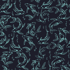 Stylized seamless fishes.