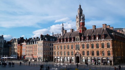 Lille, grand'place au soleil couchant (France)