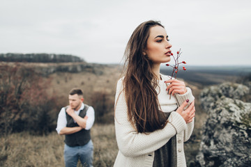 Beautiful youth couple in outdoor.