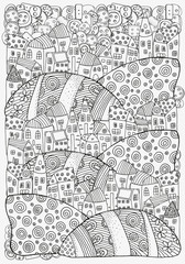 Obraz premium Pattern for coloring book with houses.