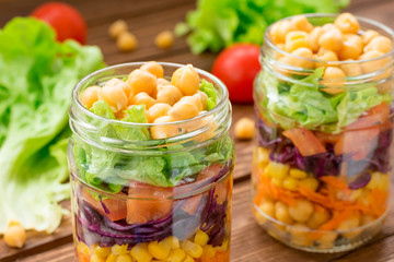 Healthy chickpea salad with fresh vegetable