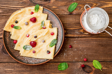 Ready to eat pancakes with sugar powder