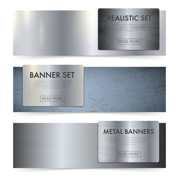 Metal Sheets Texture Realistic Banners Set 