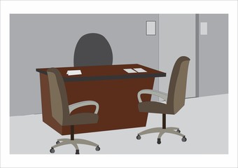 Empty office with desk and office chair.vector
