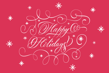 Lettering Happy Holidays White On Red  
