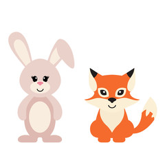 Obraz na płótnie Canvas cartoon bunny and fox