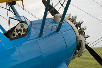 Biplane detail with radial engine
