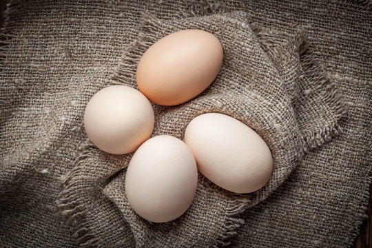Raw organic farm eggs.