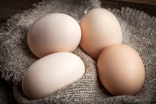 Raw organic farm eggs.