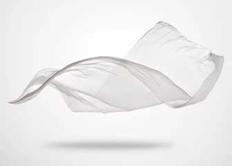 Photo sur Plexiglas Poussière Tissu blanc lisse et élégant sur fond gris