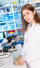 Women work in food quality inspection  laboratory